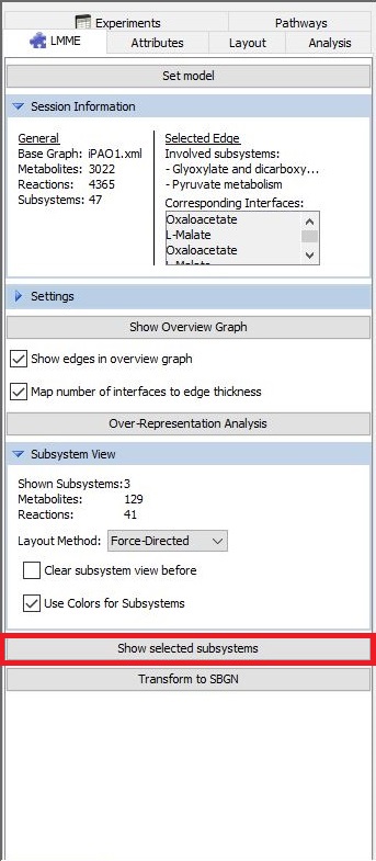 Example image to select show selected subsystems.